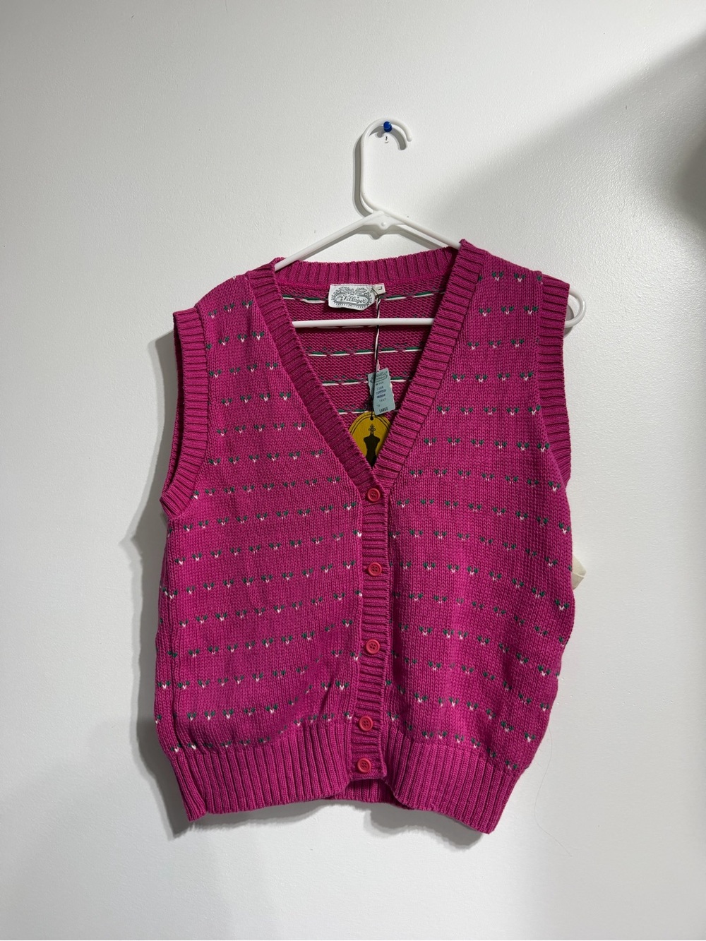 Vintage 1960s The Villager Sweater Vest - NWT, Made in USA,100% Cotton deadstock
